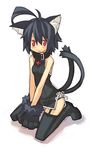  ahoge animal_ears black_legwear born_freaks! cat_ears china_dress chinese_clothes dress solo tanaka_(cow) thighhighs uracil 