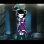  1girl 3d animal_ears animated animated_gif arm_guards black_hair black_nose blender_(medium) commentary english_commentary freedom_planet freedom_planet_2 furry furry_female goshaag neera_li panda panda_ears panda_girl polearm short_hair weapon white_fur 