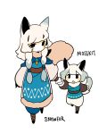  2girls animal_ears aunt_and_niece black_eyes blue_robe blue_tunic blush cat_ears cat_girl cat_tail character_name child chinese_commentary commentary_request deformed flat_color full_body grey_hair highres holding_hands jewelry long_sidelocks long_sleeves medium_hair mosskit multiple_girls necklace open_mouth personification rehtaef robe short_hair sidelocks simple_background smile snowfur tail the_prophecies_begin tunic very_long_sidelocks walking warrior_cats white_background white_hair 
