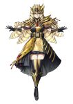  1girl absurdres armor armored_dress belt black_armor black_boots black_dress black_gloves black_thighhighs blonde_hair blue_eyes blue_gem boots closed_mouth colored_eyelashes commentary_request dress drill_hair eidenjyou1997 facial_mark full_body gem genderswap genderswap_(mtf) gloves gold_armor gold_thighhighs green_gem highres kamen_rider kamen_rider_gotchard_(series) kamen_rider_legend knee_boots legendriver long_hair looking_at_viewer multicolored_armor multicolored_thighhighs open_hands outstretched_arms red_gem rider-tan rider_belt ringlets short_dress simple_background solo sparkle sparkling_aura spread_arms standing thighhighs tiara under-elbow_gloves very_long_hair white_background 