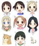  ana_coppola animal artist_request blue_eyes blush bob_cut cigarette dog expressions face fang ferret glasses ichigo_mashimaro itou_chika itou_nobue john john_(ichigo_mashimaro) looking_at_viewer matsuoka_miu multiple_girls sakuragi_matsuri satake_(ichigo_mashimaro) short_hair siblings sisters sweatdrop twintails 