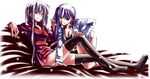  archerko black_legwear bottomless bra fate/stay_night fate_(series) himura_kiseki lingerie long_sleeves matou_sakura multiple_girls no_panties open_clothes open_shirt shirt thighhighs underwear 