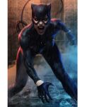  1girl batman_(series) black_gloves black_mask border breasts catsuit catwoman comic_cover commentary cover cover_page dc_comics english_commentary gloves leather_suit looking_at_viewer mask rain screaming signature solo stanley_lau teeth textless_cover_page textless_version wet whip white_border 