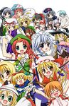  6+girls alice_margatroid animal_ears blonde_hair bunny_ears chen duplicate everyone flandre_scarlet hakurei_reimu hat hong_meiling houraisan_kaguya ibuki_suika inaba_tewi izayoi_sakuya kirisame_marisa konpaku_youmu lily_white long_sleeves mandara_misaki mob_cap multiple_girls patchouli_knowledge reisen_udongein_inaba remilia_scarlet saigyouji_yuyuko shanghai_doll siblings sisters touhou wings witch_hat yagokoro_eirin yakumo_ran yakumo_yukari 