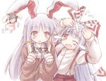  animal_ears artist_request bunny_ears chibi fujiwara_no_mokou game_console inaba_tewi long_sleeves multiple_girls patch playing_games playstation reisen_udongein_inaba source_request touhou video_game 