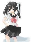  original pleated_skirt sazaki_ichiri school_uniform skirt solo twintails 