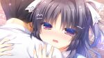  1boy 1girl black_hair blue_vest blush brick_floor close-up collared_shirt crying from_above game_asset hair_intakes hair_ornament hairclip half-closed_eyes hands_on_another's_back highres hoshi_furu_yoru_no_farnese hug jacket medium_hair multiple_hair_ribbons night non-web_source nose_blush open_mouth orihime_n._astil outdoors purple_eyes ribbon self-datamine shirt short_hair standing teardrop tears two_side_up vest white_ribbon white_shirt yukie_(peach_candy) 
