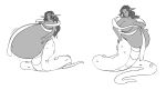 2017 apode belly big_belly big_breasts breasts cross-crescent draconcopode female hi_res huge_belly lamia legless monochrome overweight reptile scalie serpentine simple_background snake solo split_form white_background