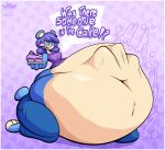 2025 absurd_res after_vore anthro bear belly big_belly border cake clothing dessert duo els3d female female_pred food giant_panda hi_res huge_belly mammal purple_clothing purple_shirt purple_topwear shirt speech_bubble text topwear vore white_border