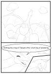 absurd_res bag border charizard claws cloud comic dialogue english_text eyes_closed fangs female feral food generation_1_pokemon happy hi_res holding_bag nestman009 nintendo open_mouth pokemon pokemon_(species) seraphina_(nestman) sky solo speech_bubble takoyaki teeth text toe_claws tongue white_border