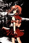  blood blood_on_face bloody_clothes bloody_hands bloody_weapon empty_eyes hatchet higurashi_no_naku_koro_ni looking_at_viewer monochrome_background nose_hatchet ryuuguu_rena sakurazawa_izumi school_uniform serafuku solo weapon 