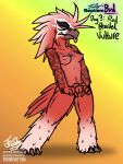 3:4 absurd_res accipitrid accipitriform anthro arm_tattoo athletic athletic_female avian bearded_vulture bird breasts chest_tattoo eyeshadow facial_markings feathers female fluffy_legs frooby genitals gesture hair head_markings heart_gesture hi_res long_hair makeup markings mature_female nude old_world_vulture presenting presenting_vulva pubic_tattoo red_body red_sclera sleeve_tattoo solo tail tail_feathers tattoo text tongue tongue_out url vulture vulva white_eyes