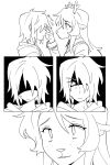 2:3 absurd_res ambiguous_gender anthro bodily_fluids clothing comic deer deltarune duo female female/ambiguous first_person_view freckled_face freckles goomyloid hair hi_res hoodie human kris_dreemurr lightner looking_at_viewer mammal monochrome nervous new_world_deer noelle_holiday reindeer shirt smile snout sweat topwear undertale_(series)