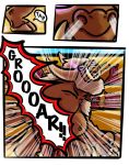 anthro bovid bovine brown_hair coliseum comic european_mythology fantasy fight garrus368 greek_mythology grey_hair hair hi_res male mammal minotaur mythology solo