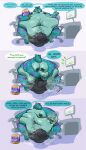 3_toes absurd_res armpit_hair belly belly_hair big_belly blue_body blue_fur bodily_fluids body_hair bottomwear bulge chair cheese_balls clothing comic computer dirty_hands disney electronics english_text feet fur furniture genitals hairy hi_res horn huge_belly lotolotl male monster monsters_inc moobs morbidly_obese musk neckbeard obese overweight pants penis pits pixar pubes saliva sharp_teeth slob smelly_armpits stray_pubes sulley sweat sweatdrop tail teeth text toes