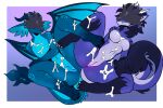 2025 anthro back_wings black_hair black_rose_(blackrosee) blindfold blindfold_only bodily_fluids breasts cum cum_covered cum_drip curved_horn dragon dripping duo facial_fin fangs featureless_breasts female flat_chested fur furred_dragon furred_scalie genital_fluids genitals green_body green_scales grey_body grey_fur hair horn humanoid_genitalia humanoid_vulva membrane_(anatomy) membranous_wings messy mythological_creature mythological_scalie mythology nude nude_anthro nude_female presenting presenting_vulva purple_body purple_fur scales scalie smile smirk smug smug_face smug_grin sparkibarki spread_legs spreading tail tail_tuft teeth tuft vulva winged_dragon wings yellow_sclera