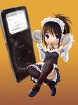 artist_request black_legwear copyright_request digital_media_player earbuds earphones ipod ipod_nano maid minigirl product_placement solo thighhighs 