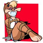 3_toes angry ankles_tied anthro arms_tied athletic athletic_anthro athletic_female bdsm black_eyebrows blonde_hair bondage bottomwear bound breasts clear_tape clothed clothed_anthro clothed_female clothing crotch_rope eyebrows eyelashes feet female fully_bound gag gagged gloves green_eyes hair hands_behind_back hands_tied handwear hi_res lagomorph legs_tied leporid lola_bunny looney_tunes mammal medium_breasts motion_lines muffled open_mouth open_mouth_gag pink_nose rabbit restraints rope rope_bondage rope_harness shadow shorts simple_background sitting sitting_on_ground sock_gag solo space_jam sports_uniform stuff_gag submissive submissive_anthro submissive_female tape teeth teeth_showing toes warner_brothers zalder-saepe