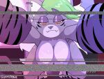 2d_animation 4:3 animated animated_gif anthro bouncing_breasts breasts canid canine canis convenient_censorship female five_nights_at_freddy's five_nights_at_freddy's:_security_breach frame_by_frame gummitonic looking_at_viewer mammal nipples roxanne_wolf scottgames short_playtime solo static steel_wool_studios vhs_filter wolf