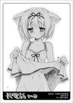  animal_ears cat_ears greyscale monochrome no_panties original ryouka_(suzuya) skirt skirt_lift solo 