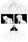 2:3 absurd_res anthro antlers bed bodily_fluids choker clothing comic crown crying curtains deer deltarune detailed_background dress female freckled_face freckles furniture goomyloid hair headgear hi_res horn jewelry lightner long_hair mammal monochrome necklace new_world_deer noelle_holiday on_bed princess reindeer royalty sitting sitting_on_bed solo tears tiara undertale_(series) waking_up