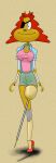 2018 absurd_res amputee anthro black_eye_patch black_eyewear clothing collar digital_drawing_(artwork) digital_media_(artwork) disability dr._hutchison eye_patch eyewear female female_anthro footwear full-length_portrait gem gold_(metal) gold_collar green_nose hair hi_res high_heels hook hook_hand jewelry jiblets33 mature_anthro metal_collar mouth_closed necklace nickelodeon paint_tool_sai_(artwork) pattern_background pearl_(gem) pearl_necklace pegleg pink_clothing pink_shirt pink_topwear portrait prosthetic prosthetic_leg prosthetic_limb quadruple_amputee red_clothing red_footwear red_hair red_high_heels rocko's_modern_life shadow shirt shoes simple_background smile solo solo_focus tan_background topwear yellow_collar