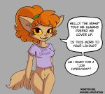 2024 anthro bad_dragon bottomless bottomless_anthro bottomless_female breasts brown_body brown_fur canid canine casual_exposure clothed clothing dialogue english_text female fur genitals ghoul_school greeting grey_background hair hanna-barbera hi_res looking_at_viewer mammal mythological_canine mythological_creature mythology navel open_mouth open_smile orange_hair purple_clothing purple_shirt purple_topwear red_eyes scooby-doo_(series) sharp_teeth shirt simple_background smile smiling_at_viewer solo speech_bubble standing t-shirt tail talking_to_viewer teeth text thigh_gap tjpones topwear vulva werecanid werecanine werecreature werewolf winnie_werewolf_(ghoul_school) yellow_sclera