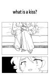 2:3 absurd_res ambiguous_gender anthro bottomwear clothed clothing cloven_hooves comic deer deltarune duo english_text female female/ambiguous freckled_face freckles fully_clothed fur goomyloid hair hi_res hooves human kris_dreemurr lightner mammal monochrome new_world_deer noelle_holiday pants question reindeer shirt sitting sketch skirt tail text topwear undertale_(series)