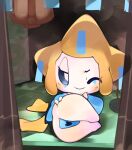 ambiguous_gender bedroom_eyes big_butt blush blush_lines butt chibi clothing curtains generation_3_pokemon hi_res holding_butt humanoid incense jirachi lamp lantern legendary_pokemon ligma_(artist) lying maebari narrowed_eyes nintendo on_side one_eye_closed pokemon pokemon_(species) presenting seductive smile solo white_body wink