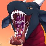 1:1 absurd_res anthro aroused aroused_face aroused_smile black_body blush bodily_fluids bunsen collar dragon duo ear_markings ear_tuft feet_first female fur hair hi_res horn imminent_vore in_mouth inner_ear_fluff looking_aroused looking_pleasured male male/female mammal markings mouth_shot multicolored_body multicolored_ears mythological_creature mythological_scalie mythology neemyart novabeast nykiri open_mouth oral_vore orange_eyes red_body red_fur red_hair saliva saliva_covered saliva_string scalie simple_background size_difference smile spiral spiral_eyes teeth tongue tongue_out tuft vore white_body white_fur white_inner_ear_fluff