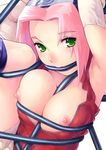  bdsm bondage bound breasts forehead_protector haruno_sakura konohagakure_symbol large_breasts naruto_(series) naruto_shippuuden nekomata_naomi ninja nipples solo 