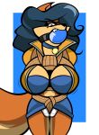 absurd_res angry anthro athletic athletic_anthro athletic_female ball_gag bdsm big_breasts black_nose blue_hair bodily_fluids bondage bottomwear bound bra breast_bondage breast_squeeze breasts brown_body brown_fur brown_tail canid canine carmelita_fox clothed clothed_anthro clothed_female clothing collar crotch_rope drooling female fox fur gag gagged hair hands_behind_back hi_res jacket long_hair looking_at_viewer mammal motion_lines muffled open_mouth open_mouth_gag panties restraints rope rope_bondage rope_harness saliva sharp_teeth simple_background skirt sly_cooper_(series) solo sony_corporation sony_interactive_entertainment squeezing submissive submissive_anthro submissive_female sucker_punch_productions tail tan_body tan_fur tan_tail teeth teeth_showing topwear underwear zalder-saepe