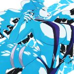 2026 abstract_background anthro big_breasts black_claws breasts butt cel_shading claws clothing cool_colors digital_drawing_(artwork) digital_media_(artwork) feathers female female_anthro generation_5_pokemon hi_res huge_breasts legendary_pokemon looking_aside monotone_body monotone_feathers navel nintendo one-piece_swimsuit open_mouth partially_clothed_anthro partially_clothed_female pinup pokemon pokemon_(species) pokemorph portrait pose reshiram shaded side_boob sling_bikini solo somflo standing swimwear tail thick_tail three-quarter_portrait three-quarter_view white_body white_feathers