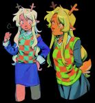 anthro antlers blonde_hair blush bottomwear brown_body brown_fur clothed clothing deer deltarune female freckles fully_clothed fur goomyloid hair hi_res horn lightner long_hair mammal new_world_deer noelle_holiday reindeer shirt skirt smile solo standing sweater sweater_vest tail topwear undertale_(series) vest