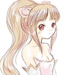  animal_ears bare_shoulders blush breasts brown_hair cleavage detached_sleeves fushigiboshi_no_futago_hime leonne long_hair pink_eyes ponytail sketch small_breasts solo yuuichi_(tareme_paradise) 