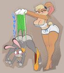 2026 absurd_res accessory anthro athletic_wear big_butt blush blush_lines bodily_fluids bottomwear bottomwear_around_one_leg bottomwear_down bra breasts bullying butt cleavage clothed clothing clothing_around_one_leg clothing_pull disney duo embarrassed english_text european_rabbit feet female female/female gloves grey_tail hair_accessory hair_tie handwear hanging_wedgie hi_res judy_hopps lagomorph leporid lola_bunny looney_tunes mammal oryctolagus panties pants pants_around_one_leg picknpull rabbit rabbit_ears scut_tail short_tail smile sports_bra sweat sweaty_butt tail text underwear warner_brothers wedgie wide_hips zootopia