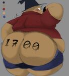 absurd_res anthro biethos big_butt butt hi_res humanoid male male/male overweight scarecrow shocked solo thick_thighs