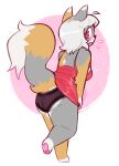 anthro arcanis_(hahaluckyme) bodily_fluids calico_cat clothed clothed_anthro clothed_female clothing digital_drawing_(artwork) digital_media_(artwork) dipstick_ears dipstick_tail domestic_cat dress ear_markings felid feline felis female female_anthro flying_sweatdrops fur grey_body grey_fur hair hi_res mammal markings multicolored_body multicolored_ears multicolored_fur orange_body orange_fur pawberry raised_tail red_clothing red_dress red_eyes solo sweat sweatdrop tail tail_markings underwear white_body white_ear_tips white_fur white_hair white_tail_tip
