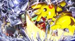 absorption_vore absurd_res anthro battle city clone duo electricity fan_character fight generation_1_pokemon generation_9_pokemon glistening glistening_body group hi_res ichimoral inminent_battle liquid_metal male menacing_aura meowscarada meowscarada_thief meta metal_pichu metallic_body nintendo pikachu pokemon pokemon_(species) silver_body vore