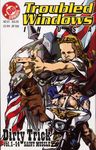  3girls america american_flag artist_request blue_eyes bow braid brown_hair camouflage collar comic cover cover_page dark_skin emblem finger_gun freckles glasses ground_vehicle gun hair_bow handgun highres me-tan motor_vehicle motorcycle multiple_girls muscle os-tan outstretched_arms parody pince-nez red_hair revolver riding silver_hair spiked_helmet troubled_windows very_dark_skin weapon xp-tan 