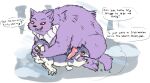 anus blush bodily_fluids butt butt_grab cum cum_drip cum_on_ground dripping duo english_text female feral fur generation_1_pokemon generation_2_pokemon gengar genital_fluids genitals grey_body grey_fur grumpy hand_on_butt knot knotted_penis male markings nintendo overweight penis penis_on_shoulder pink_anus pink_vulva pokemon pokemon_(species) pokemon_mystery_dungeon purple_body purple_fur quilava red_eyes size_difference smile smirk spike_chunsoft spread_butt spread_vulva spreading team_meanies teasing text vulva welcometaco white_body white_fur white_markings yellow_eyes