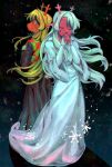 absurd_res anthro antlers blonde_hair bottomwear brown_body brown_fur capelet clothed clothing deer deltarune dress duo eyes_closed female freckled_face freckles fully_clothed fur goomyloid hair hi_res horn lightner mammal new_world_deer noelle_holiday reindeer skirt snout snow snowflake standing undertale_(series)
