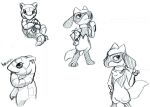 2012 anthro armband biped claws eyelashes gauntletspirit generation_1_pokemon generation_4_pokemon graphite_(artwork) kerchief kerchief_on_arm kerchief_on_neck neckerchief neckwear nintendo pawpads paws pokemon pokemon_(species) riolu sandshrew scales sketch text traditional_media_(artwork)
