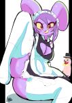 2025 absurd_res anthro aonoexorcist100 artist_name bangs bent_legs black_border blush bodily_fluids border bow_tie breasts butt cheek_blush cleavage_cutout clenched_teeth clothing clown clown_nose colored crossgender cutout digital_media_(artwork) digital_sketch eyebrow_through_hair eyebrows eyelashes eyelashes_through_hair eyeshadow female frown glistening glistening_breasts glistening_butt glistening_ears glistening_eyes glitch_productions green_eyes guide_lines hair hat headgear headwear hi_res jax_(tadc) lagomorph legwear leporid lipstick maid_hat maid_headdress maid_uniform makeup mammal mr._blobby one_leg_up presenting presenting_hindquarters purple_body purple_eyeshadow purple_hair purple_lipstick rabbit raised_leg red_eyes shaded signature simple_background sketch solo sweat sweatdrop swept_bangs teeth text the_amazing_digital_circus thigh_highs top_hat translucent translucent_hair uniform white_background yellow_bow_tie yellow_sclera yellow_teeth