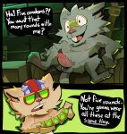 2026 3_toes anthro balls comic condom dialogue duo english_text erection feet genitals hi_res league_of_legends male male/male mammal murid murine nipples open_mouth penis rat riot_games rodent sexual_barrier_device sitting tencent text toes twitch_(lol) yarimi yordle ziggs_(lol)