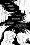 2:3 absurd_res ambiguous_gender anthro antlers blush bottomwear clothed clothing cloven_hooves comic deer deltarune duo english_text female female/ambiguous fingernails fingers fur goomyloid hair hand_holding hi_res hooves horn human kris_dreemurr lightner mammal monochrome nails new_world_deer noelle_holiday pants reindeer shirt skirt smile snout standing text topwear undertale_(series)