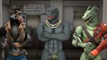 16:9 3d_(artwork) 4k abs absurd_res anthro black_body black_fur black_scales canid canine canis clothing comic convenient_censorship crossed_arms dialogue digital_media_(artwork) dire_(fortnite) dragon elevator english_text epic_games fig_leaf fingerless_gloves fortnite fur furniture giving_orders gloves green_body green_scales group handwear hi_res hybrid_(fortnite) inside jewelry komodo_dragon leaf leaf_censor leather leather_strap lizard looking_at_another looking_at_crotch male male/male mammal meteorsmash monitor_lizard muscular mythological_canine mythological_creature mythological_scalie mythology navel necklace non-mammal_navel nude oblivious_nudity open_mouth profanity public public_nudity ranged_weapon red_eyes reptile scales scalie sharp_teeth shocked shuriken sofa standing straps teeth text text_box thunder_(fortnite) topwear torn_clothing torn_topwear trio ventral_scales weapon weapon_on_hip werecanid werecanine werecreature werewolf widescreen wingless_dragon wolf yellow_eyes