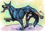 2026 anatomically_correct anatomically_correct_genitalia anatomically_correct_penis animal_genitalia animal_penis balls black_body black_fur bodily_fluids brown_body brown_fur canid canine canine_genitalia canine_penis canis crayon_(artwork) cum cum_drip cum_on_ground dripping ejaculation eyes_closed feral fur genital_fluids genitals heart_symbol hi_res hybrid ink_(artwork) knot knotted_penis male mammal mixed_media multicolored_body multicolored_fur offscreen_character oil_pastel_(artwork) open_mouth pastel_(artwork) penis pink_penis pointy_ears prick_ears quadruped raised_leg regsmutt simple_background solo tongue tongue_out traditional_media_(artwork) wolfdog