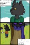 2:3 anthro arachnid arthropod bat black_body black_fur canid canine canis cheek_tuft claw_(loggerheads) comic domestic_dog english_text facial_tuft felid fur hi_res lenny_(loggerheads) loggerheads mammal marshmanted neck_tuft niko_(loggerheads) noir_(loggerheads) pantherine pawpads plant purple_eyes silly spider text tree tuft white_body white_fur yellow_eyes