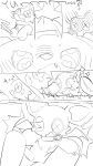 2026 9:16 ambiguous_gender animate_inanimate anthro bat bear big_ears bodily_fluids buckled_collar chest_tuft chibi collar comic duo genital_fluids genitals heart_pupils heart_symbol hi_res living_plushie male mammal monochrome penis pinned plushie precum seuppi simple_background sketch sweat sweatdrop tuft white_background